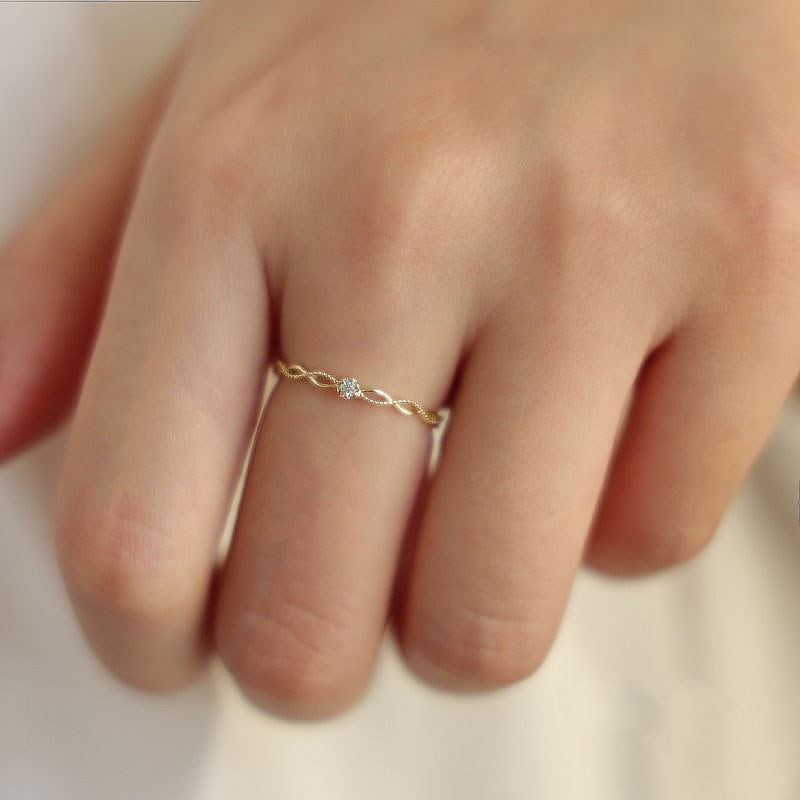 14k Gold Plated Sterling Silver Dainty CZ Hollow-out Adjustable Ring, Skinny Pretty Open Ring, Minimalist Ring, Stackable Ring, Gifts, R11