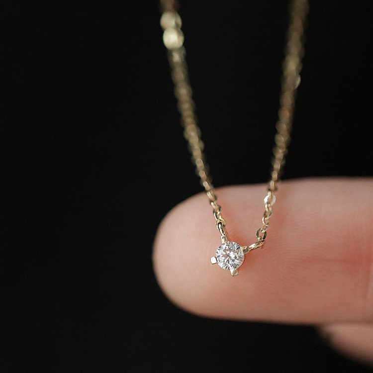 Sterling Silver Tiny CZ Necklace, Dainty Round Cut CZ Sparkly CZ Choker, Pretty and Trendy Choker, Stackable Necklace, Gifts for Her, N33