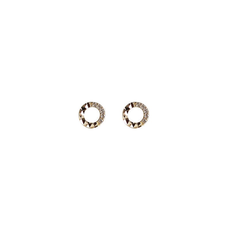 14k Gold Plated 925 Silver Tiny Circle Stud Earrings, Sparkly Circle CZ Studs, Pretty Lovely Design, Minimalist Geometry Earring, E194