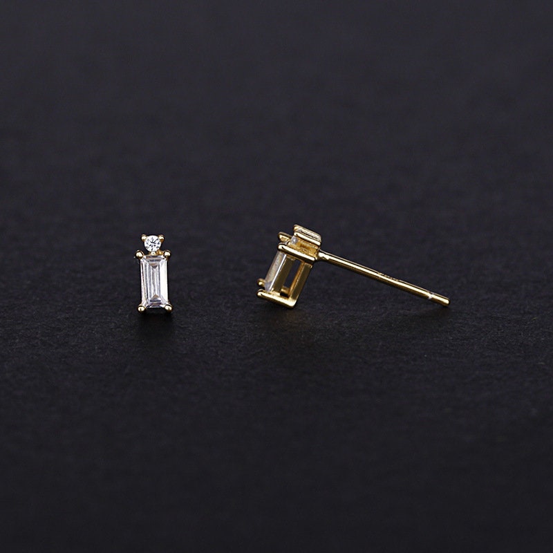 1 Pair| 14k Gold Plated 925 Silver Tiny Perfume CZ Stud Earrings, Sparkly CZ Perfume Studs, Sweet and Pretty Design, Minimalist Earring E200