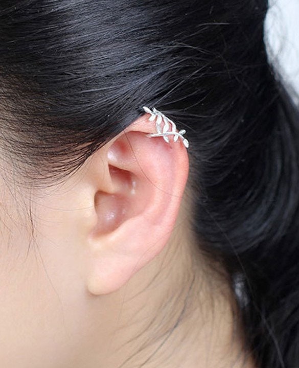 1 Pair | 925 Silver No Piercing Dainty Leaves Ear Cuff, Skinny Leaf Cuff Earrings, Minimalist Pretty Leaves Ear Cuff, Gifts for Her, EC05