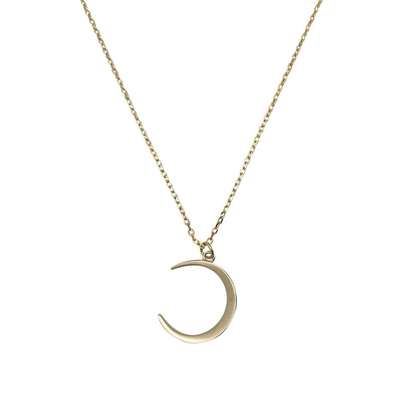 Zierliche Halbmond-Halskette, Gold-Mond-Anhänger, vergoldete 925-Silber-Mond-Halskette, stapelbare Mond-Halskette, Mond-Halsband, minimalistisch N31