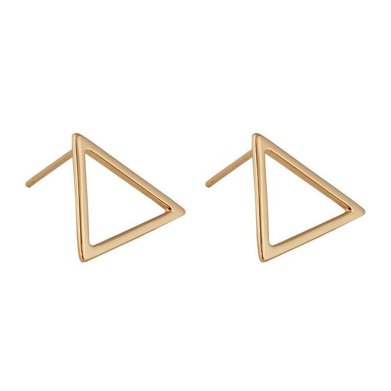 Dainty Triangle Stud Earrings, 14k Gold Plated Sterling Silver Triangle Earrings, Geometry Earrings, Pretty & Modern Design, Minimalist E208