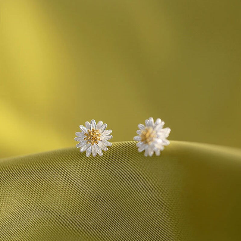 1 Pair | 925 Silver Delicate Daisy Threader Drop & Dangle Earrings, Skinny Flower Daisy Tassel Earrings, Sweet and Pretty Design, Gift, E220