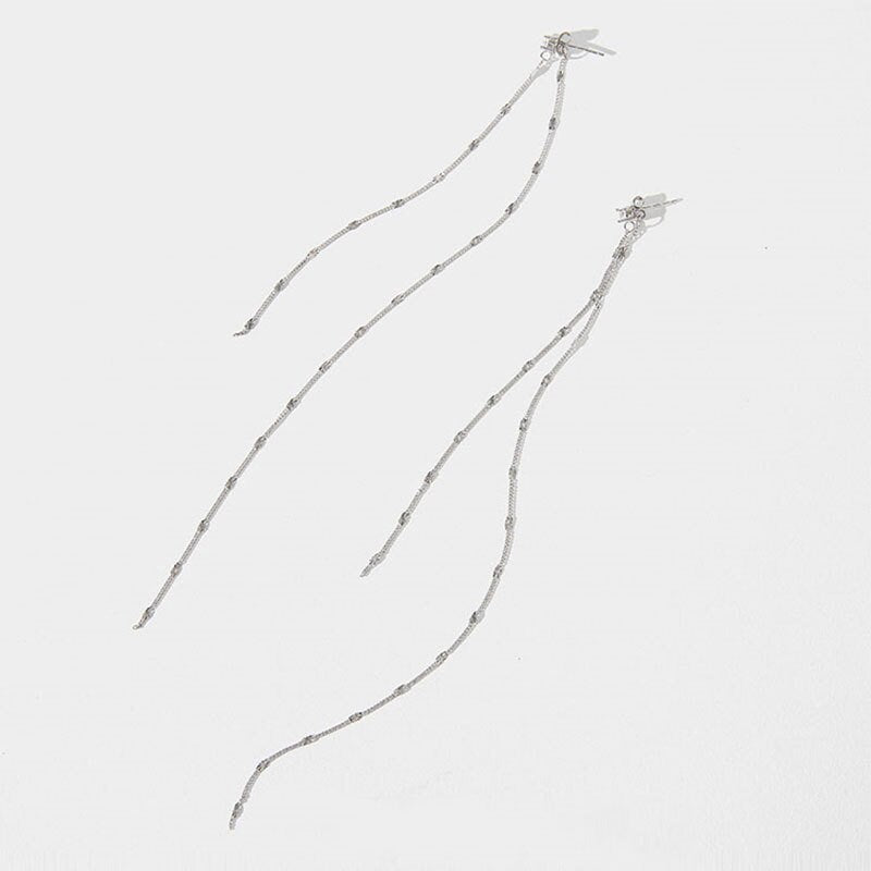 Long Linear Drop/Dangle Earrings, Sterling Silver Thread Earrings, Long Tassel Earrings, Threader Earring, Skinny Long Earring, Gifts, E266