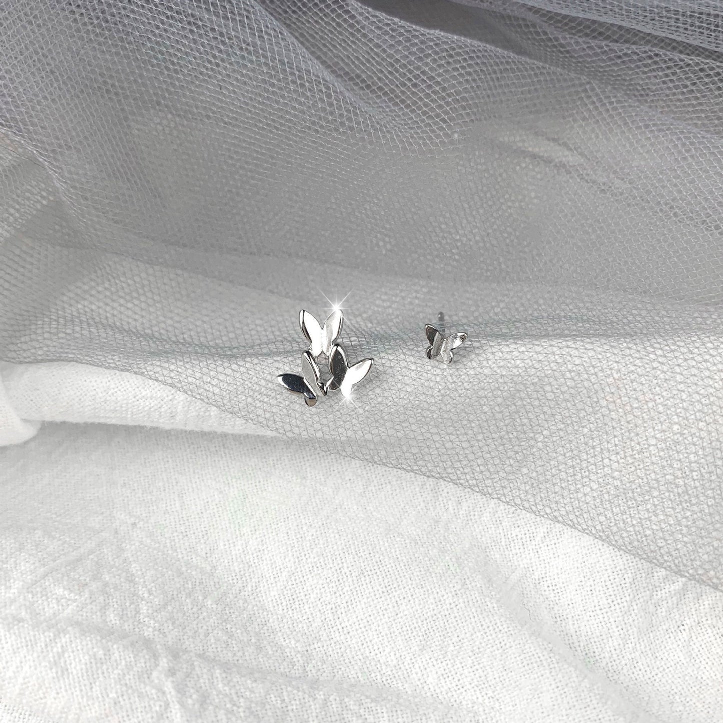 Sterling Silver Mismatched Butterfly Stud Earrings, Pretty Butterfly Earrings, Dainty Animal Earrings, Statement Earrings, Gifts, E269