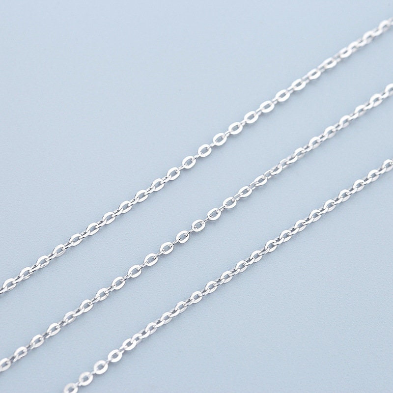 Sterling Silver Skinny Necklace, Sparkly Chain Necklace, Minimalist Silver Chain Necklace, o Shape Chain Necklace, Stackable Chain, N38