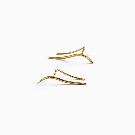 Sterling Silver Climber Ear Crawler Earrings, Wave Shape Climber Earring, Minimalist Earring, Classic Dainty Earrings, Silver or Gold, E275