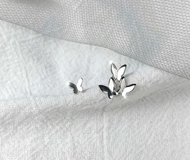 Sterling Silver Mismatched Butterfly Stud Earrings, Pretty Butterfly Earrings, Dainty Animal Earrings, Statement Earrings, Gifts, E269