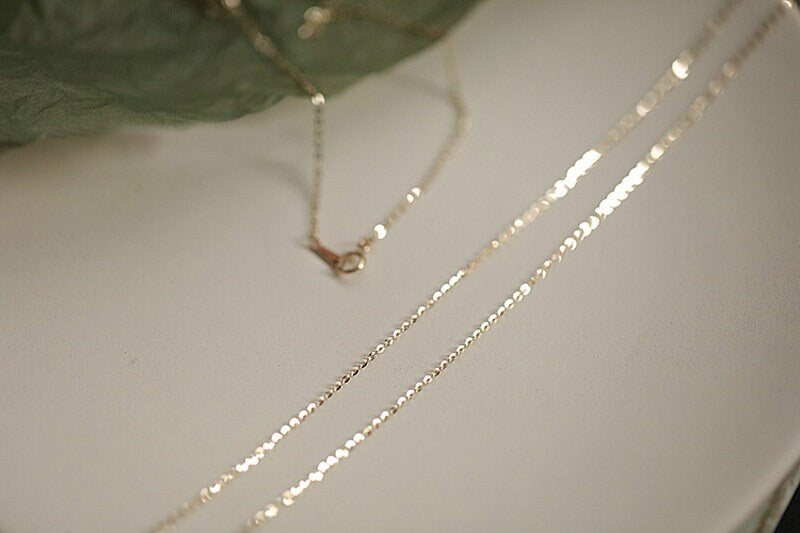 14k Gold Plated 925 Silver Skinny Necklace, Sparkly o Shape Chain Necklace, Minimalist Chain Necklace, Dainty Layered Chain, DIY Chain, N50