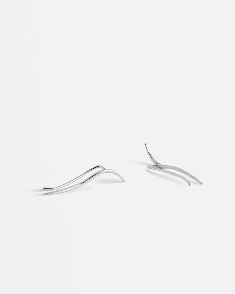 Sterling Silver Climber Ear Crawler Earrings, Wave Shape Climber Earring, Minimalist Earring, Classic Dainty Earrings, Silver or Gold, E275