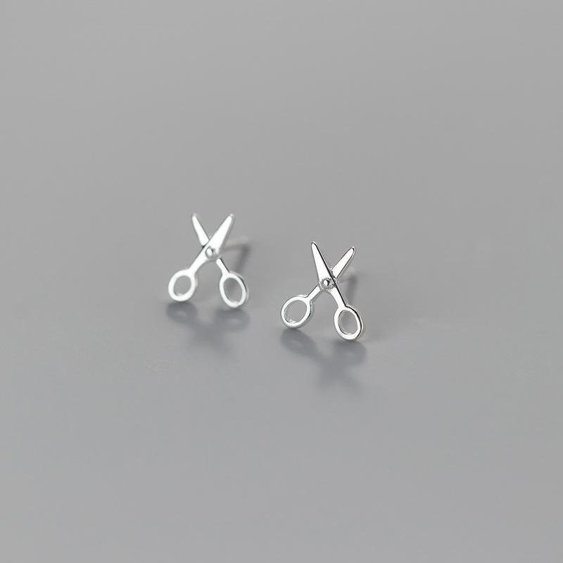 Sterling Silver Scissors Stud Earrings, Dainty Scissors Earrings, Unique and Statement Earrings, Gifts for her, E177