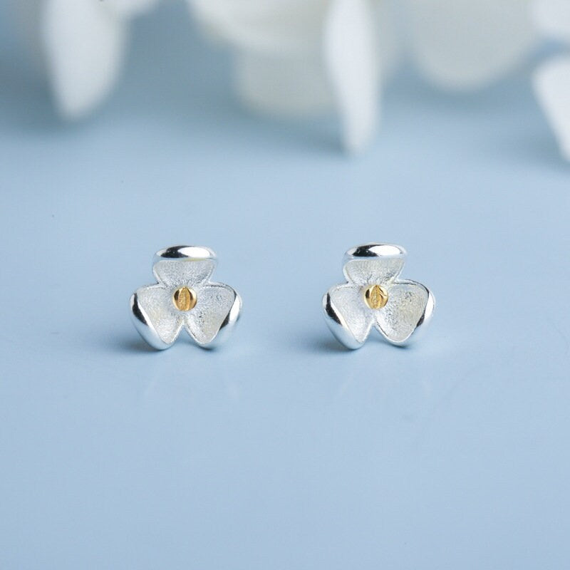 Sterling Silver Tiny Flower Bud Earrings, Dainty Flower Stud Earrings, Silver Bud Flower Studs, Minimalist Plant Earrings, E278