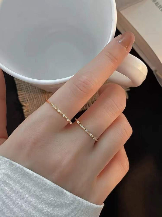 14k vergoldeter 925er Silber zierlicher CZ verstellbarer Ring, zarter offener Ring, dünner offener Ring, stapelbarer Ring, minimalistisch, Geschenke, R19