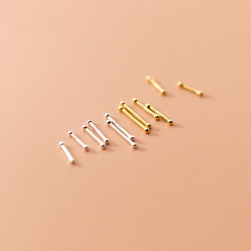 S925 Silver Tiny Ball Earrings, Sleep Earrings, Ear Healing Sticks, Helix Studs Tragus Studs, Two Balls to Prevent Loss, Tiny Dot Studs E292