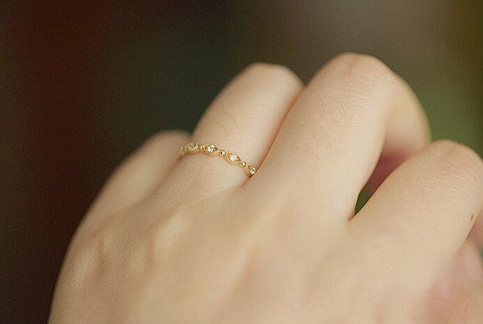 14k Gold Plated Sterling Silver Dainty CZ Adjustable Ring, Delicate Gold Open Size Ring, Gold Stackable Ring, Skinny Ring, Gifts for Her R20