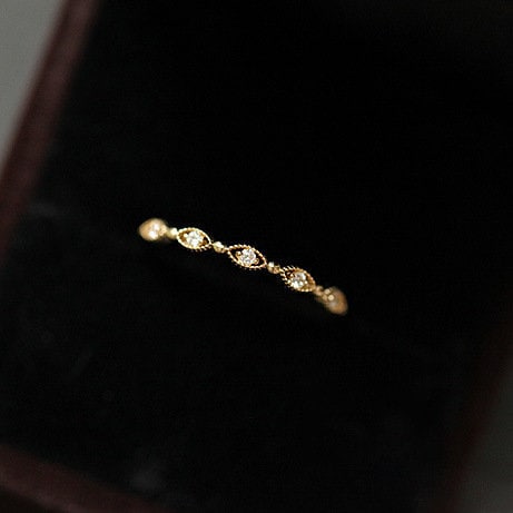 14k Gold Plated Sterling Silver Dainty CZ Adjustable Ring, Delicate Gold Open Size Ring, Gold Stackable Ring, Skinny Ring, Gifts for Her R20