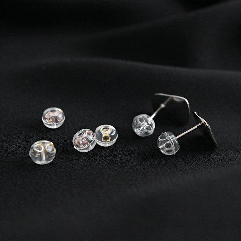 S925 Silver Ear Backings, Silicone paving 925 Silver Earring Backs, Replacements for Ear Backings, Gold Ear Backing, Rose Gold Ear Backing