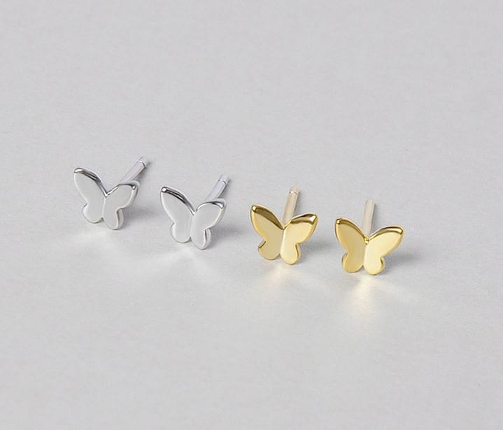 Sterling Silver Butterfly Stud Earrings, Tiny Butterfly Studs, Small Animal Stud Earrings, Pretty and Sweet Design, Two Color Available E103