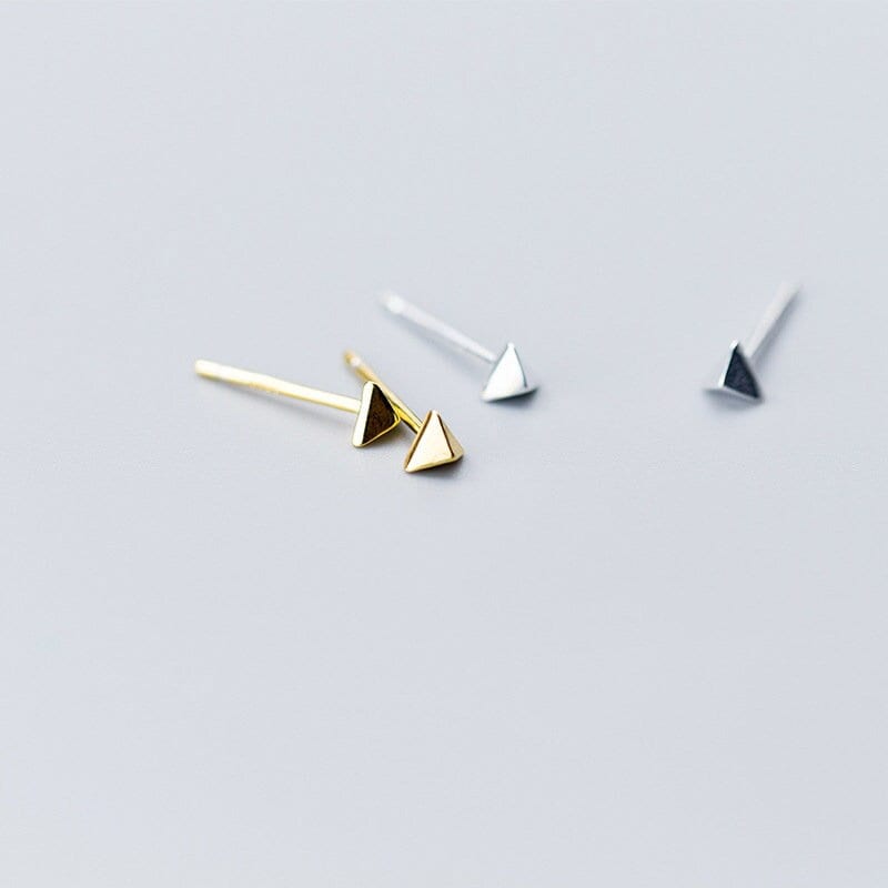 925 Silver Tiny Triangle Earring, Small Stereoscopic Triangle Studs, Minimalist Geometry Earring, Helix Earrings, Silver or Gold, E326