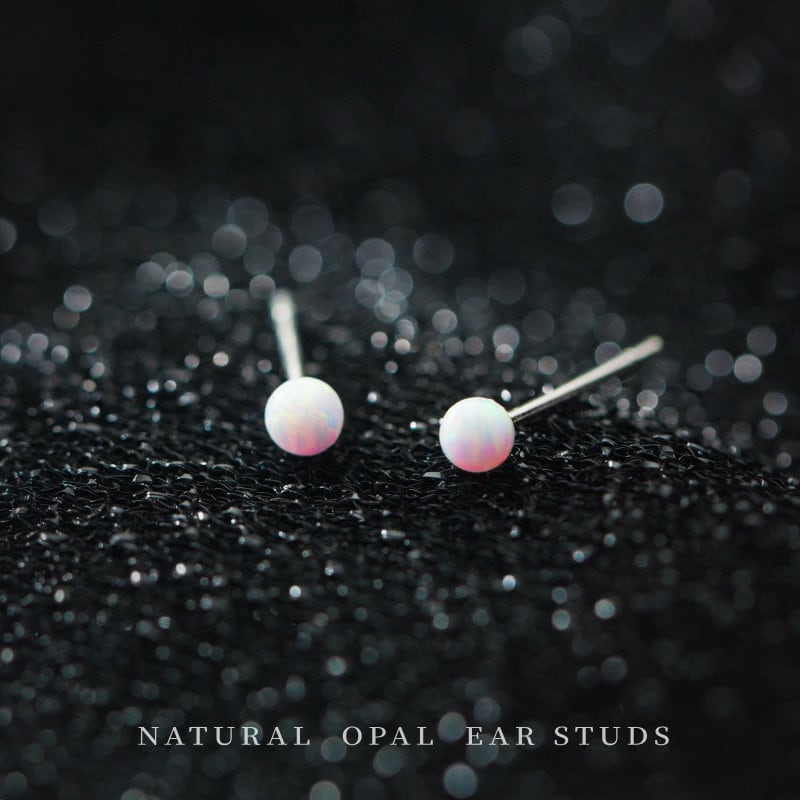 Sterling Silver Extra Tiny Opal Stud Earrings, Tiny Opal Studs, Small Opal Earrings, Silver Opal Studs, Helix/Tragus Studs, Minimalist, E345