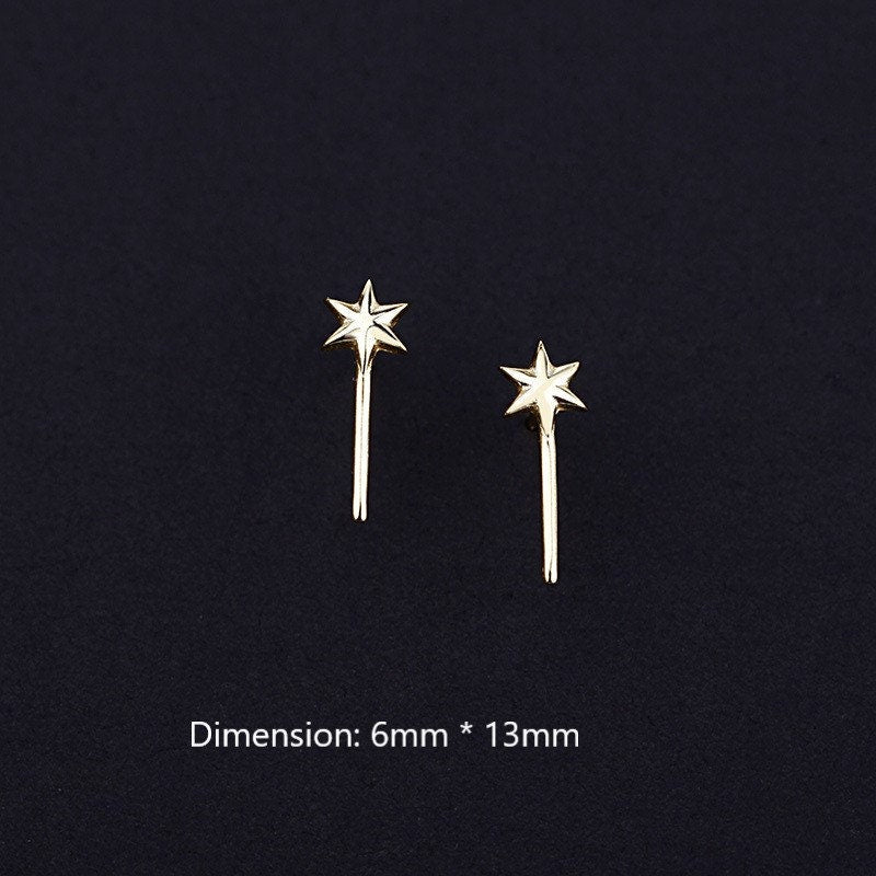 Dainty Magic Wand Stud Earrings, Little Star Magic Wand Earrings, Statement Earrings, Tiny Gold Star Earrings, Gift for her, E332