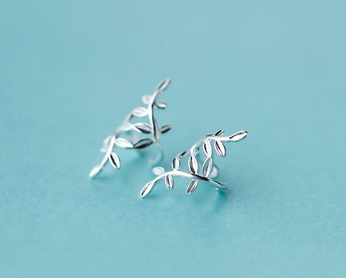 1 Pair | 925 Silver No Piercing Dainty Leaves Ear Cuff, Skinny Leaf Cuff Earrings, Minimalist Pretty Leaves Ear Cuff, Gifts for Her, EC05