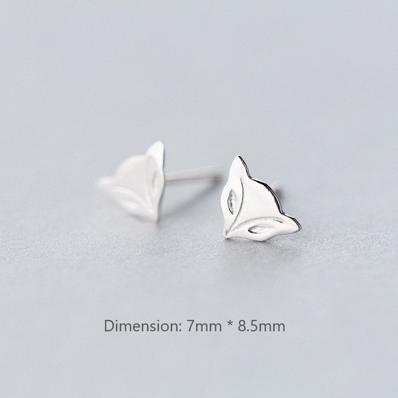 925 Silver Fox Stud Earring, Tiny Fox Earrings, Lovely Animal Earrings, Minimalist Fox Studs, Fox-lover Earrings, Gift for her, E342