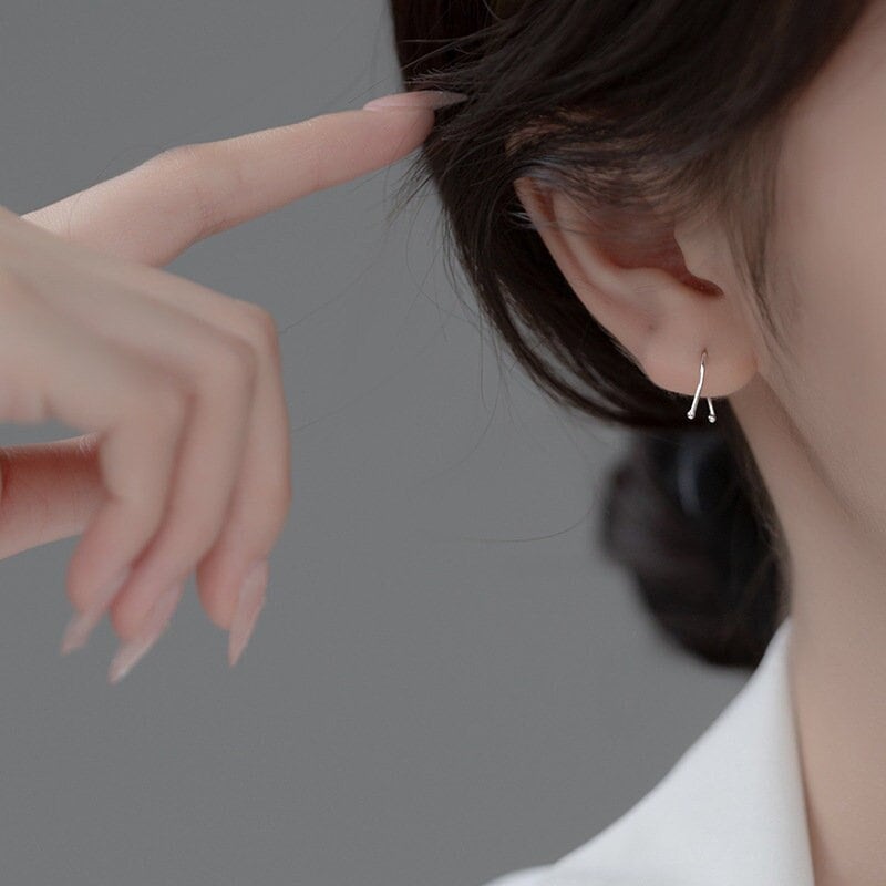 S925 Silver U-shaped Earrings, Soft Twist Earrings, Silver or Gold, Gift for her, E354