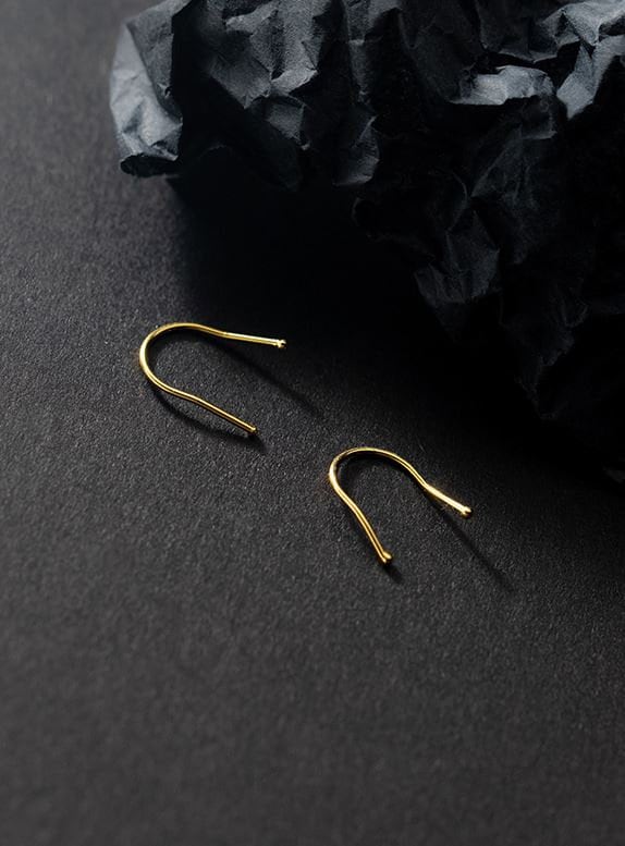 S925 Silver U-shaped Earrings, Soft Twist Earrings, Silver or Gold, Gift for her, E354