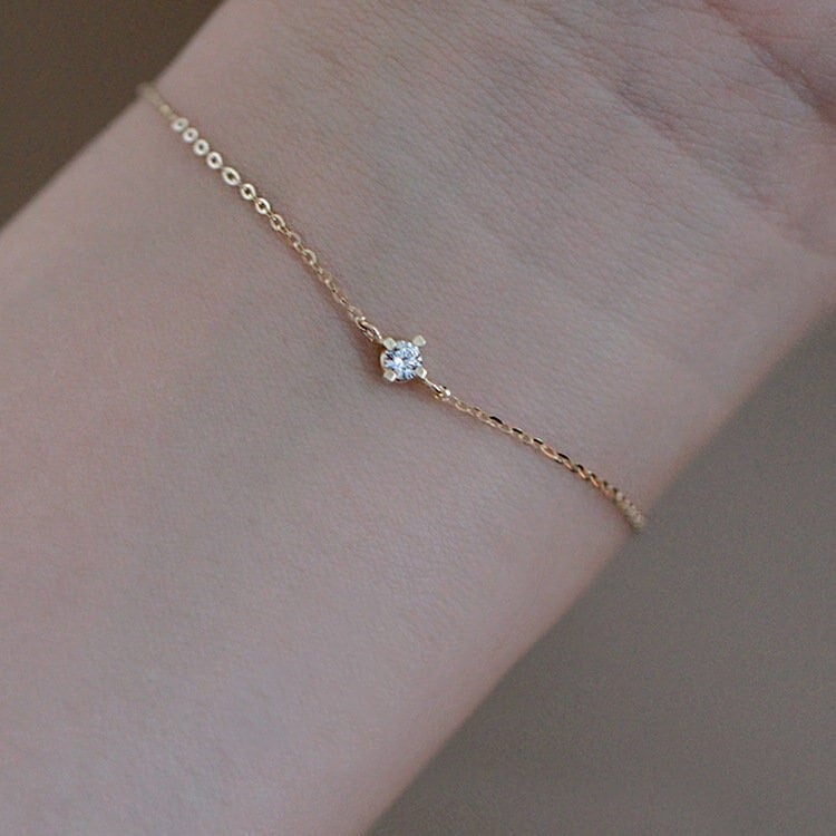 Tiny CZ Gold Bracelet, Sparkly CZ Bracelets, Dainty Gold CZ Bracelet, Skinny Bracelet, Simple Bracelet, Stackable Bracelet, Gift for her B17