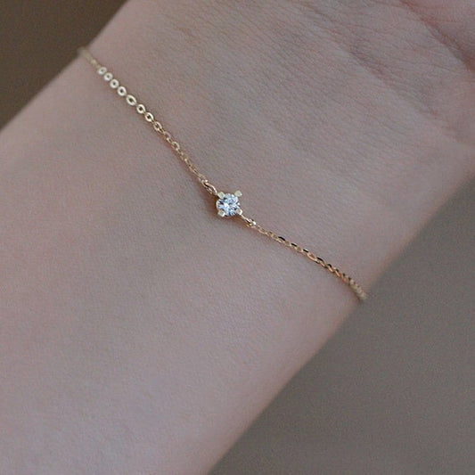 Tiny CZ Gold Bracelet, Sparkly CZ Bracelets, Dainty Gold CZ Bracelet, Skinny Bracelet, Simple Bracelet, Stackable Bracelet, Gift for her B17