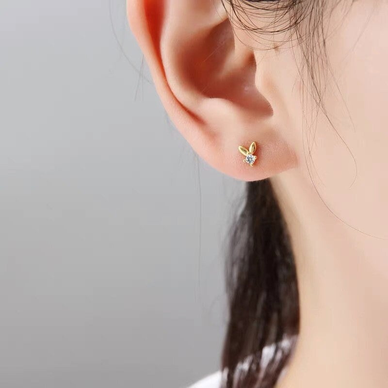 Extra Tiny Bunny Stud Earrings, Gold Bunny Earring, Small Rabbit Earrings, Teeny Bunny Studs, Helix Earrings, Minimalist Earring, Gift, E366