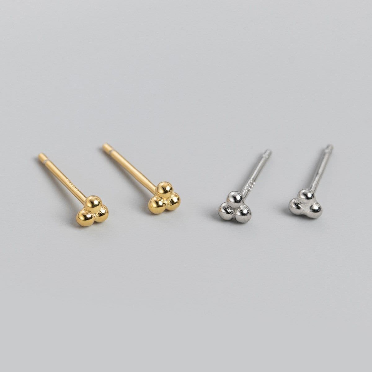 1 Pair | Extra Tiny Triple Ball Earrings, Small Dot Stud Earrings, Three Ball Earring,  Trio Ball Earrings, Trinity Cartilage Earring, E371