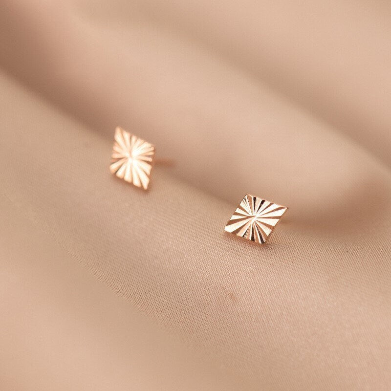 Dainty Tiny Rhombus Stud Earrings, S925 Silver Tiny Earring, Small Diamond-shaped Earrings, Diamond-flower Earring, Trendy Earrings, E303