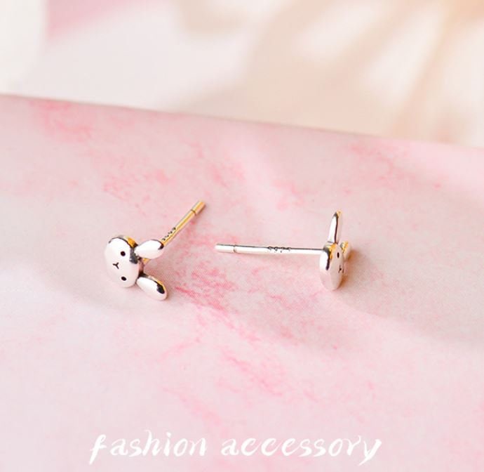 S925 Silver Tiny Bunny Stud Earring, Small Rabbit Earrings, Silver Bunny Earrings, Animal-lover Earrings, Minimalist, Gift for her, SGE362