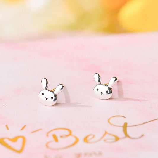 S925 Silver Tiny Bunny Stud Earring, Small Rabbit Earrings, Silver Bunny Earrings, Animal-lover Earrings, Minimalist, Gift for her, SGE362