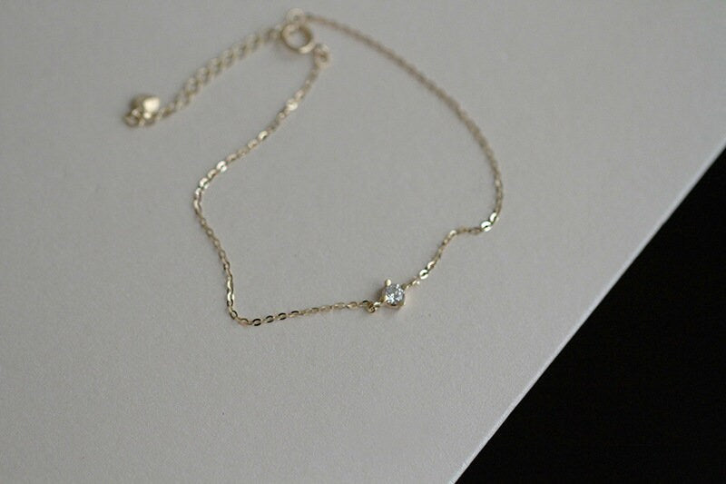 Tiny CZ Gold Bracelet, Sparkly CZ Bracelets, Dainty Gold CZ Bracelet, Skinny Bracelet, Simple Bracelet, Stackable Bracelet, Gift for her B17