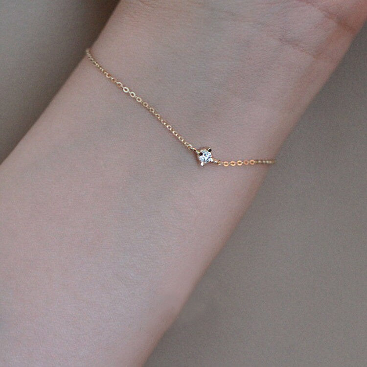 Tiny CZ Gold Bracelet, Sparkly CZ Bracelets, Dainty Gold CZ Bracelet, Skinny Bracelet, Simple Bracelet, Stackable Bracelet, Gift for her B17