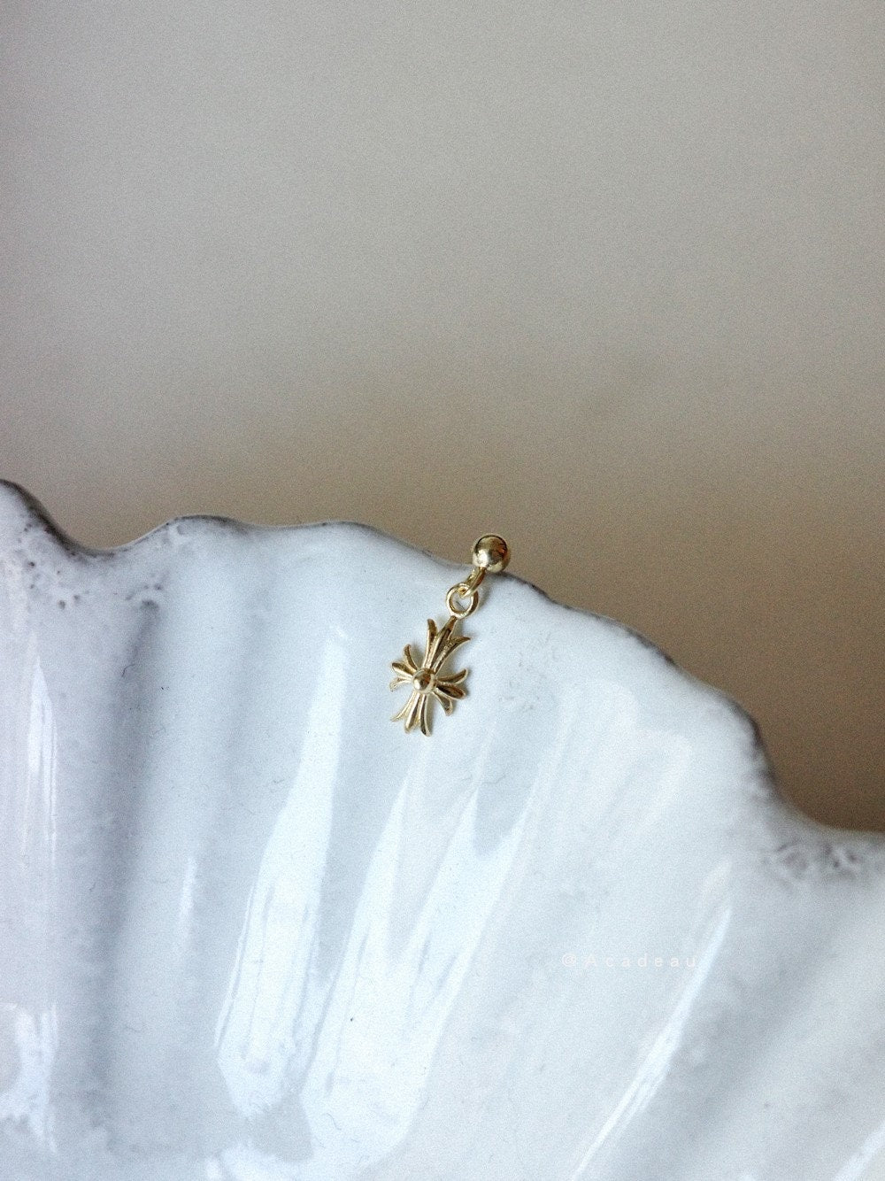 Dainty Gold Tiny Cross Drop & Dangle Earrings, Cross Dangle Earring, Gold Plated 925 Silver Cross Earring, Minimalist, Gift for her, E372