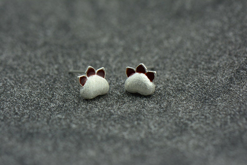 925 Silver Paw Stud Earring, Bear Paw Earrings, Silver Animal Paw Studs, Minimalist Cat Earring, Birthday Gift, Gift for her/Mom, E373