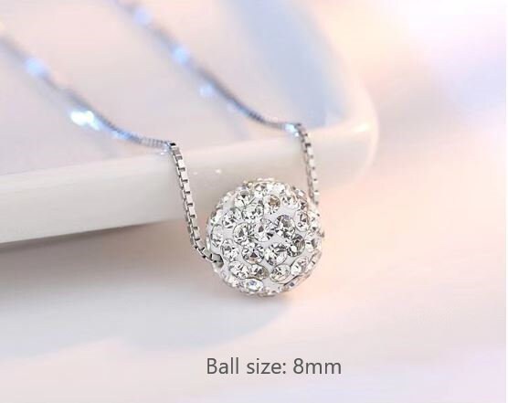 925 Silver CZ Ball Necklace, Sparkly CZ Ball Pendant, Dainty Ball Necklace, Crystal Ball Pendant, Minimalist Necklace, Gift for her, N57