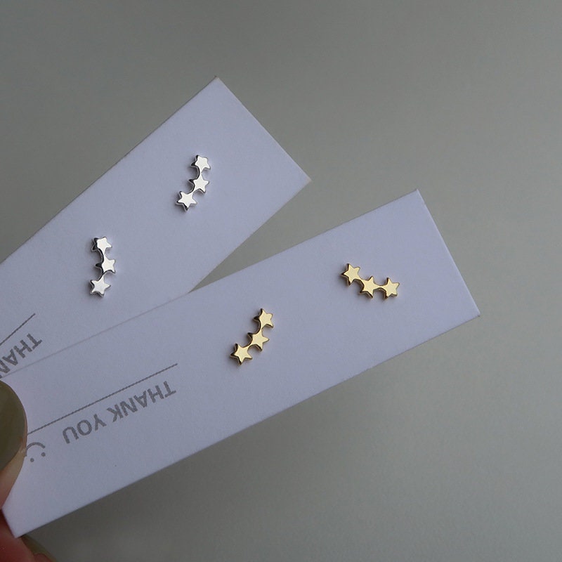 925 Silber Winziger Stern Ohrstecker, Dreifache Sterne Ohrringe, Tragus/Helix Ohrstecker, minimalistischer Stern Ohrring, Silber oder Gold, Geschenk für sie, E388