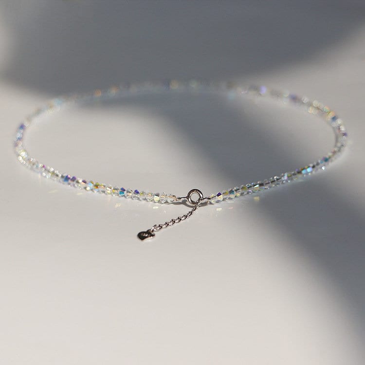 Glitzer-Kristall-Halskette, zierliche stapelbare Halskette, elastisches Kristall-Armband, minimalistische Kristall-Halskette, perfektes Geschenk für sie, N59