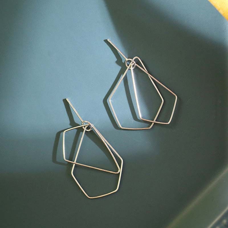 Sterling Silver Geometry Drop & Dangle Earrings, Wearable in Different Styles, Polygon Drop Earrings, Geometry Earrings, Gift for her, E399