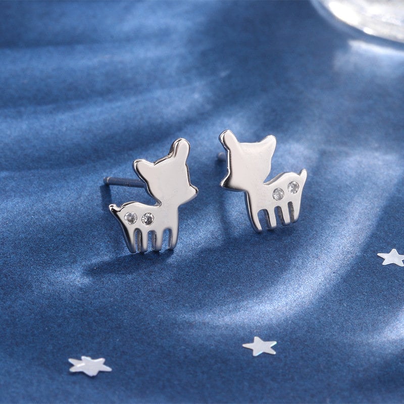 925 Silver Dog Stud Earring, Silver Puppy Earrings, Dog Studs, Pets earrings, Animal-lover Earrings, Daughter Gift, Gift for her, E402