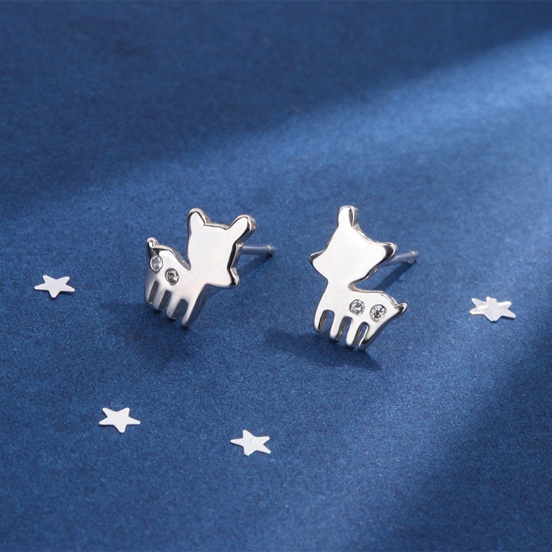 925 Silver Dog Stud Earring, Silver Puppy Earrings, Dog Studs, Pets earrings, Animal-lover Earrings, Daughter Gift, Gift for her, E402